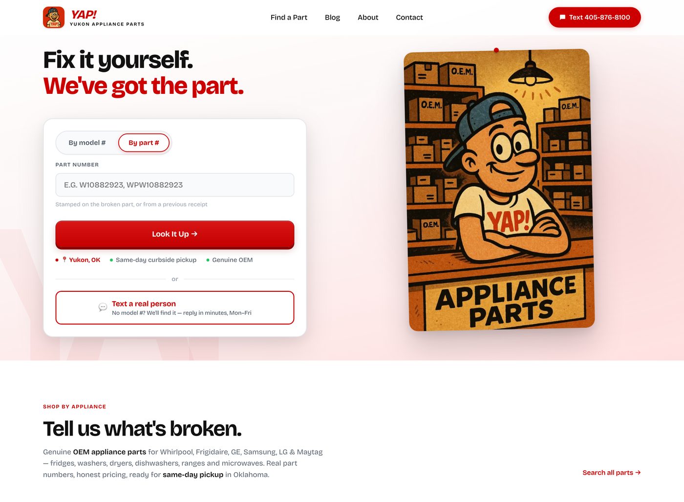 Yukon Appliance Parts website
