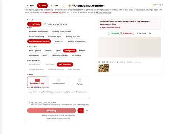 The YAP admin tool that makes mascot pictures.